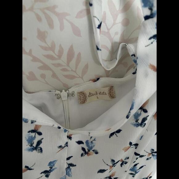 NWOT Altar'd State Lia Floral Halter Dress Ruffed Sleeve LG - Picture 3 of 8